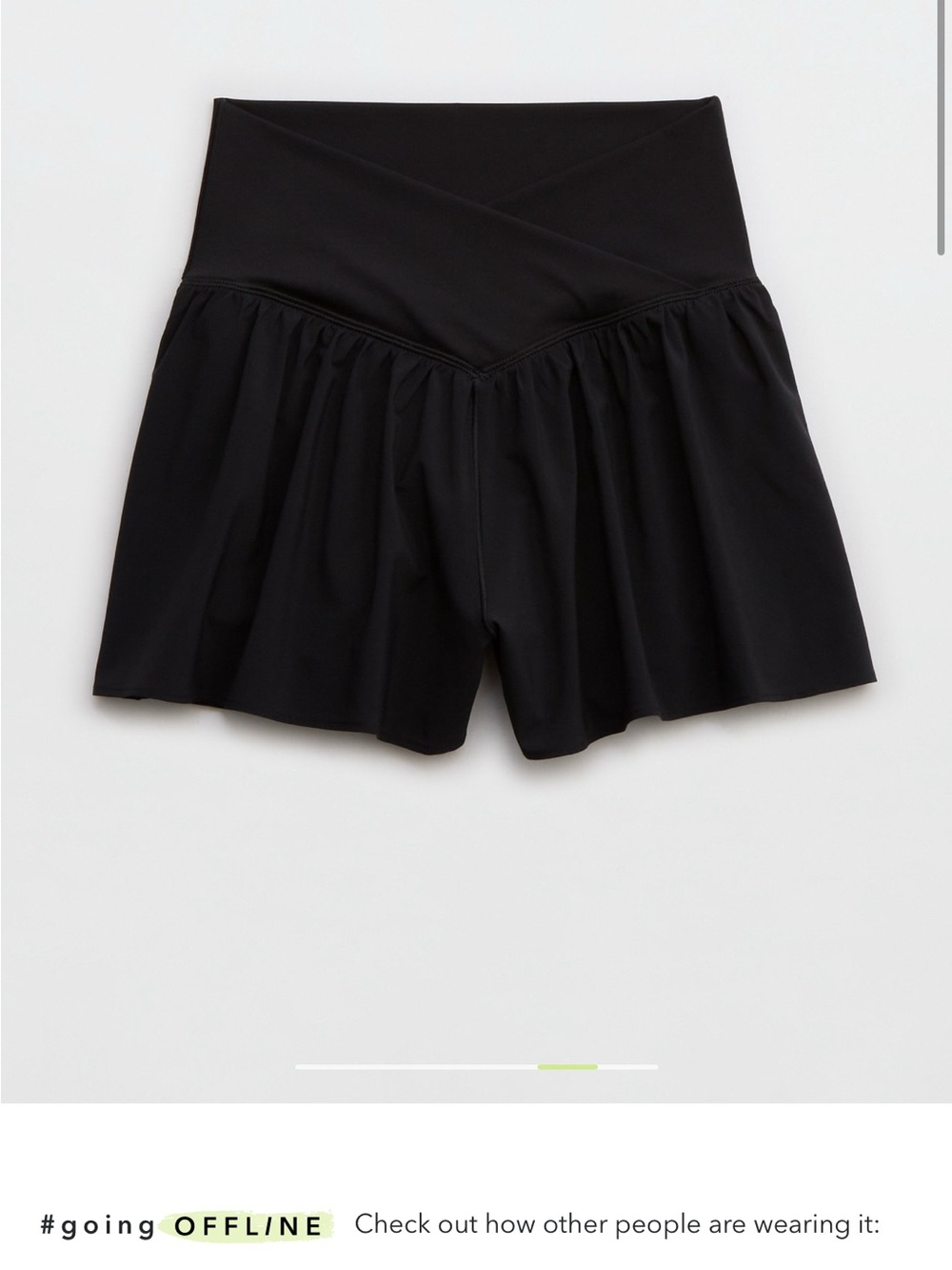 aerie Black Wide Crossover Waist Skort-Style Active Shorts